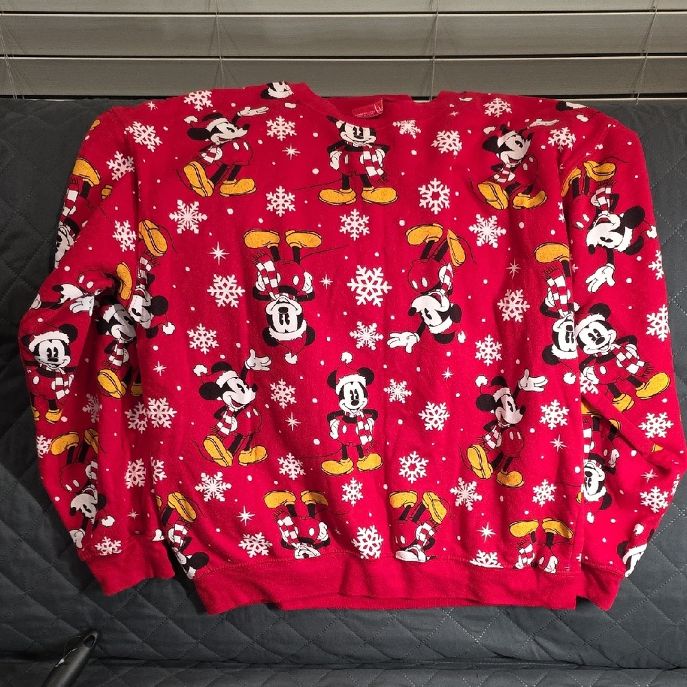 Disney Red and Yellow Mickey Mouse Crewneck Sweater